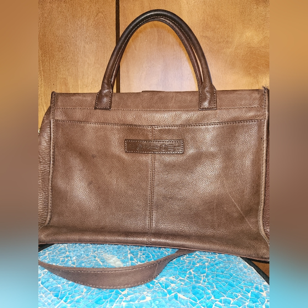 FOSSIL Large Vintage Distressed Brown Leather Tote with strap
